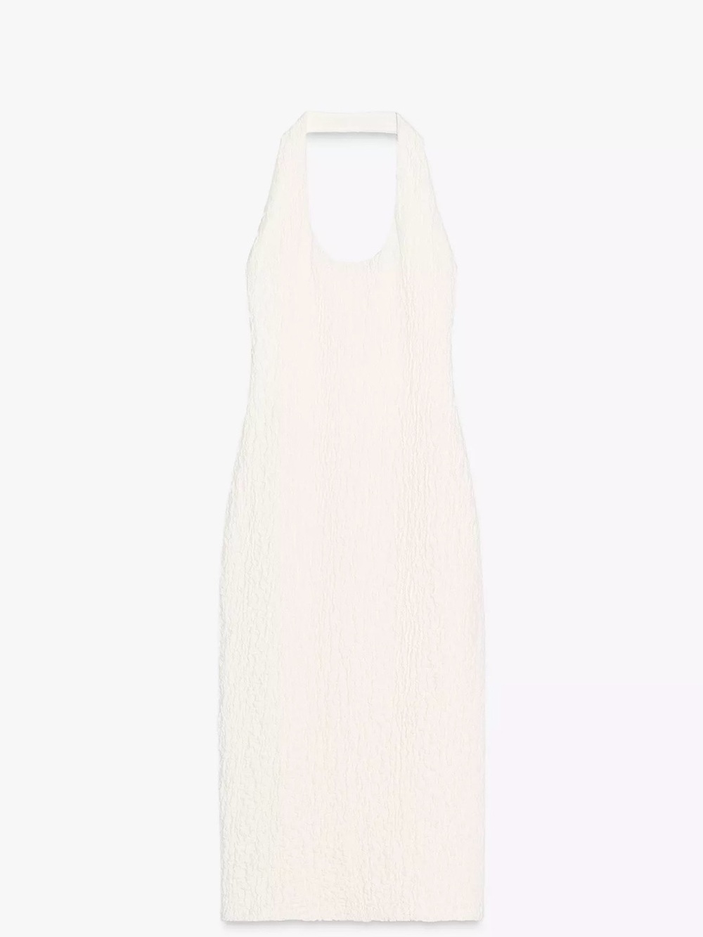 Zara Cream Textured Scoop-Neck Midi Dress